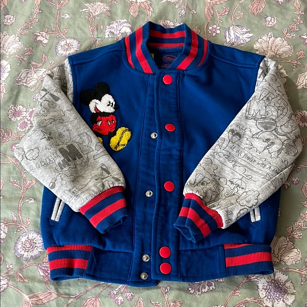 Disney Blue and Gray Varsity Jacket with Ribbed Collar